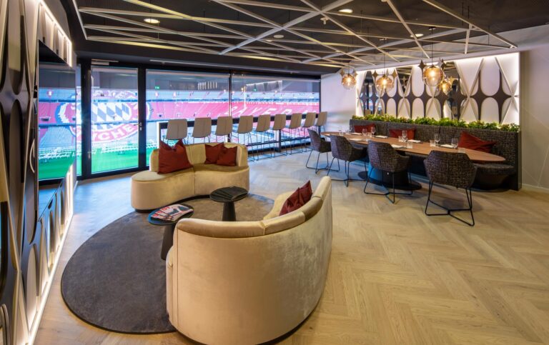 Interiorfotografie der Hülsta Bayern Loge in der Allianz Arena